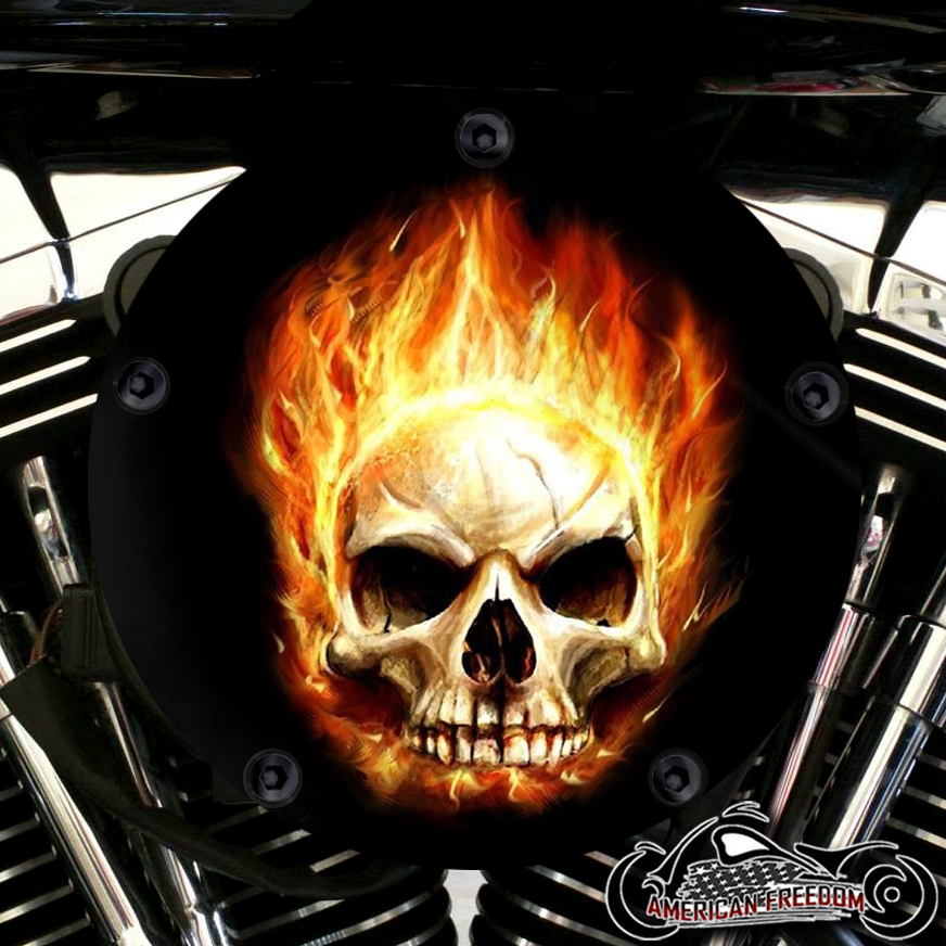 Harley Davidson High Flow Air Cleaner Cover - Flaming Skull